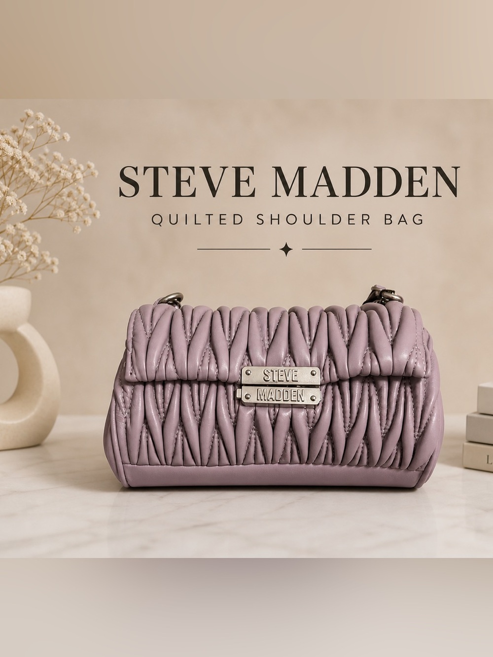 Steve Madden Quilted Shoulder Crossbody Bag in Lavender - NWT